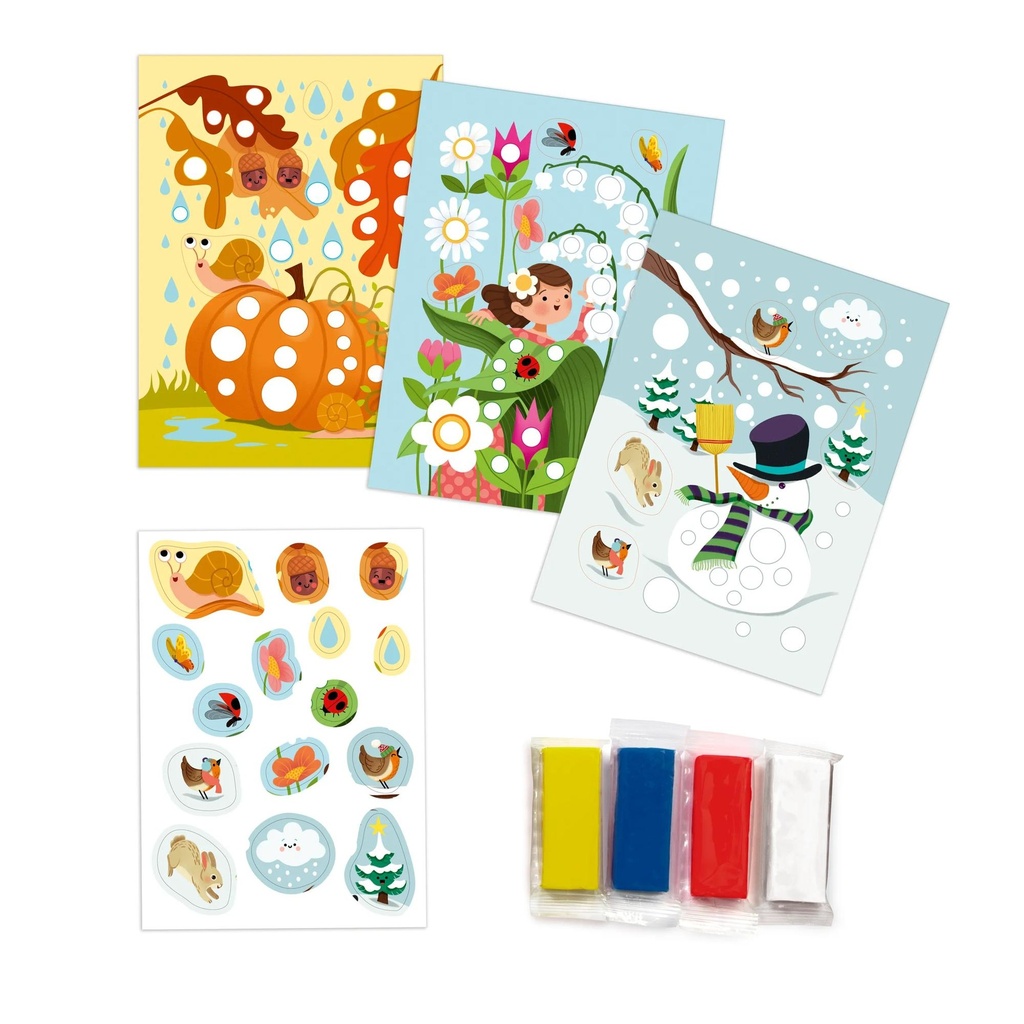 Boîte créative, Pâte à modeler et gommettes, Saisons