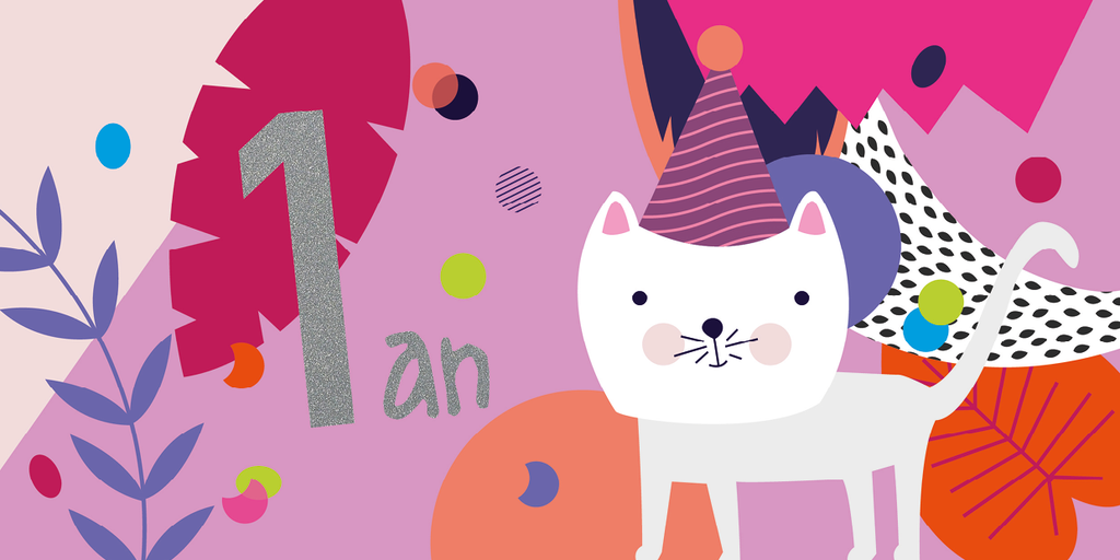 CD 834 - Carte d'anniversaire 1 an (fille)