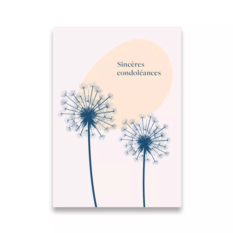 CS 1037 Carte condoléance: Sincères condoléances - fleurs et cercle orange