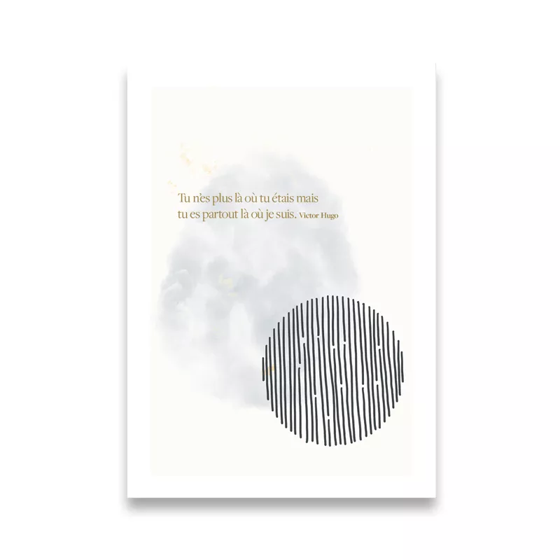 Carte condoléance: Tu n'es plus là où tu étais mais tu es partout là ou je suis