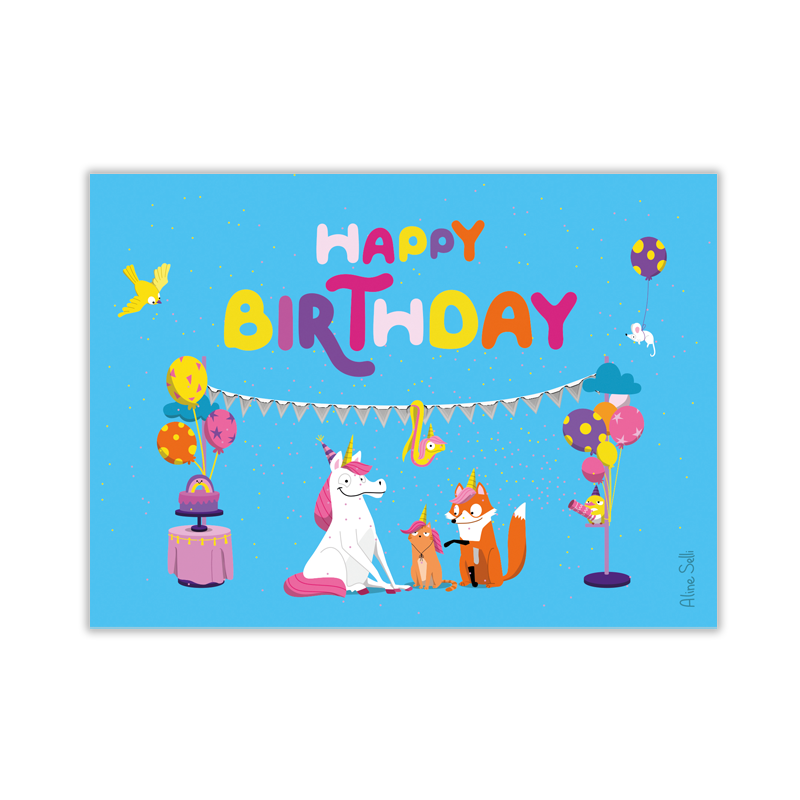 Aline Selli "Bon anniversaire" licornes