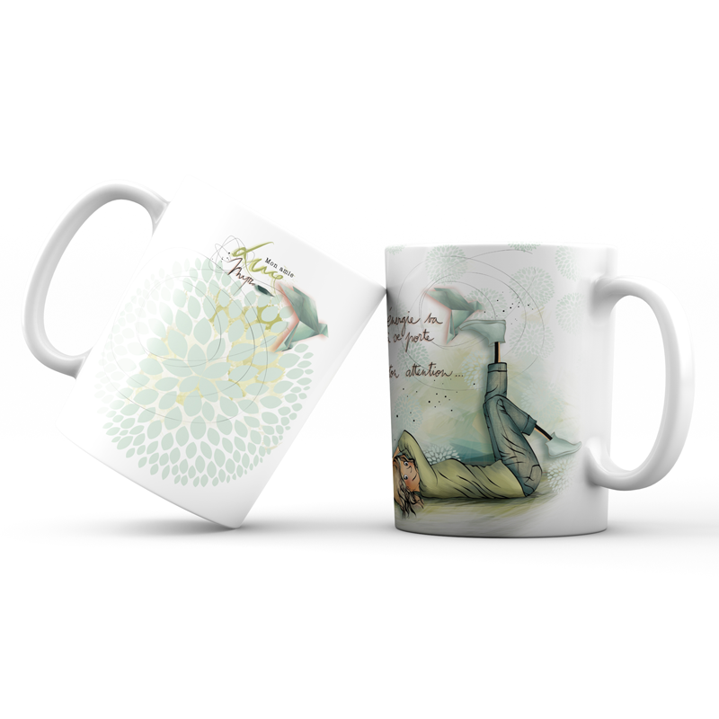 Mug 949 en céramique brillant – Émail blanc 250 ml Mon Amie Luce "l'énergie va là ou ...