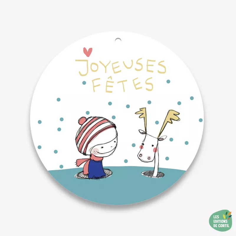 CR 029 EMI boule "Joyeuses fêtes cerf bleu"