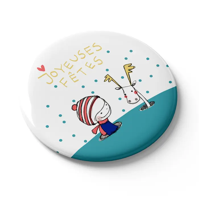 MGN 010 - Magnet "Rênne et perso joyeuses fêtes" Emi Garroy