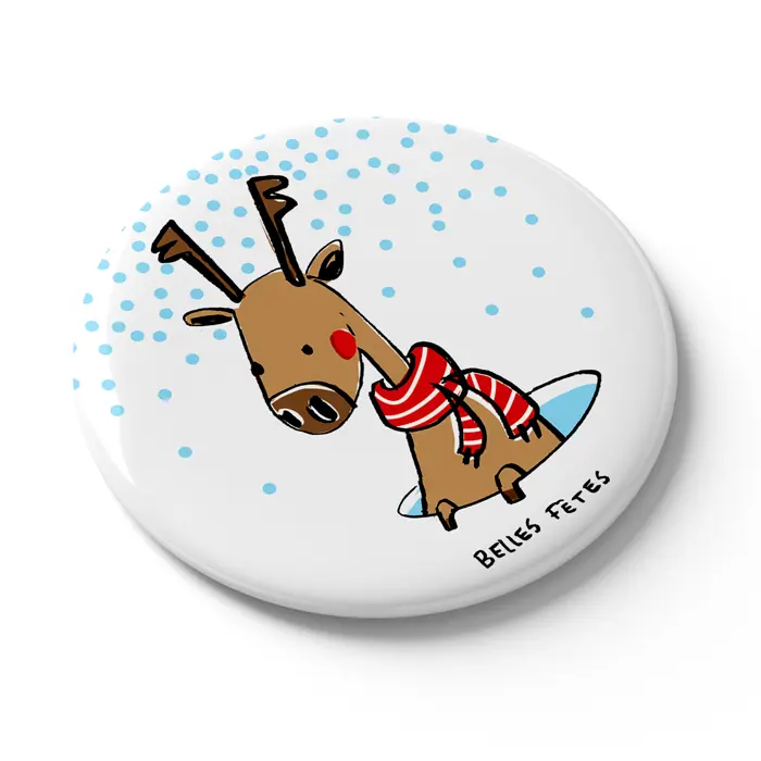 MGN 007 - Magnet "Rênne neige belles fêtes" Emi Garroy