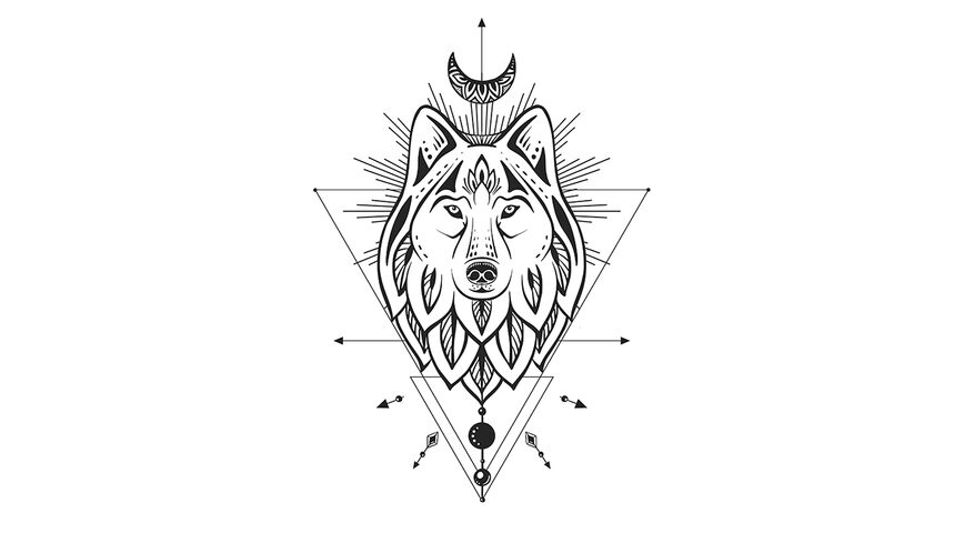 Tattoo Tête de loup géométrique