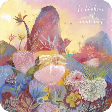 Carte bords arrondis 14x14 Izou "Le bonheur"