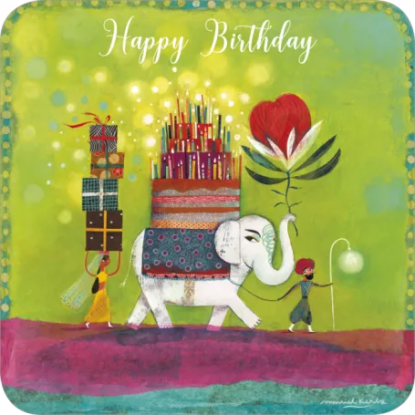 Carte bords arrondis 14x14 Muriel Kerba "L'éléphant"