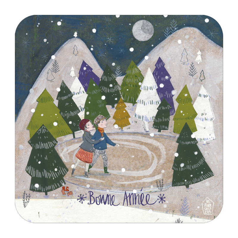 Carte carrée 14x14 Les Mamouchkas "Bonne année"