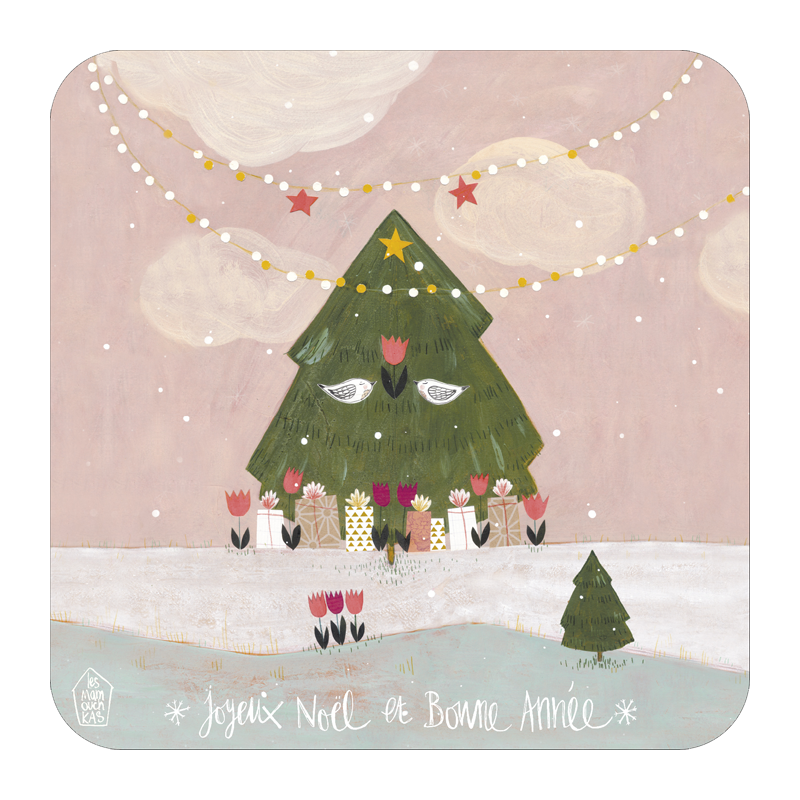 Carte carrée 14x14 Les Mamouchkas "Joyeux Noël"