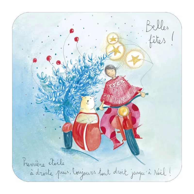  Carte carrée 14x14 Anso "Tout droit jusqu'à Noël"