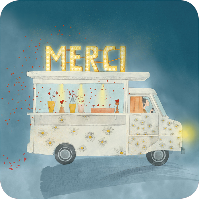 Carte carrée 14x14 Anso Rutsaert "Merci"