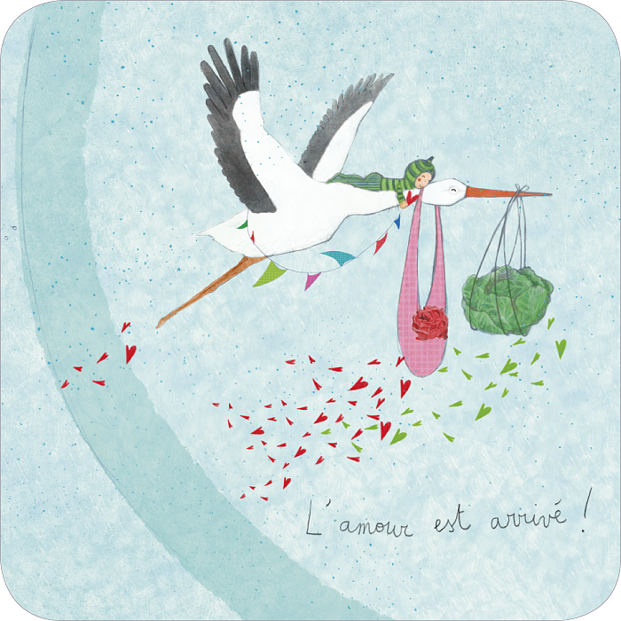 Carte carrée 14x14 Anso Rutsaert "La cigogne"