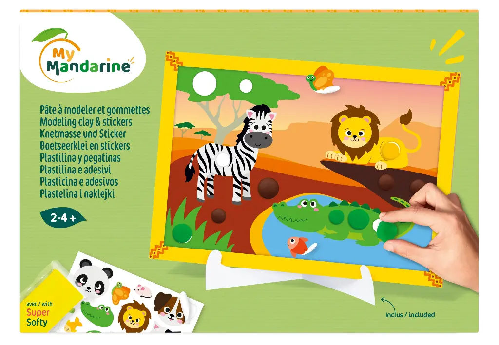 Coffret pâte à modeler gommettes animaux plasticine
