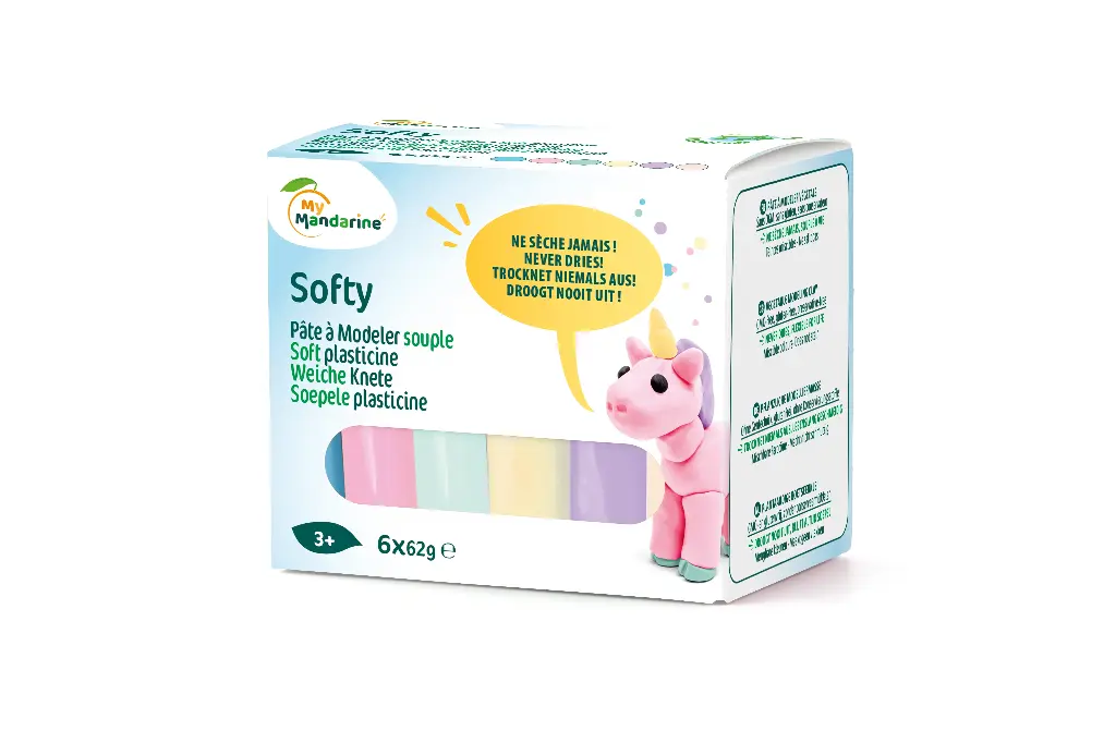Softy - Assortiment 6 x 62g pâte à modeler enfant souple, pastel