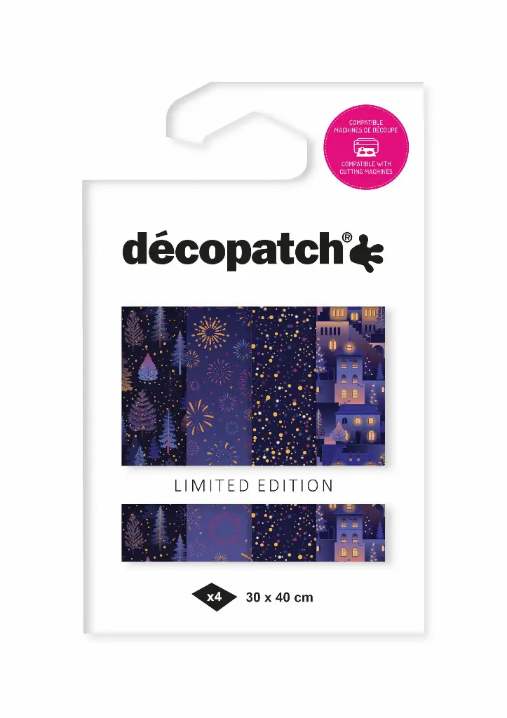 Assortiment 4 papiers foil Nuit de Noël