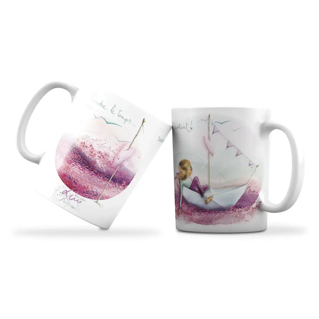 Mug 967 en céramique MAT - émail blanc 250 m Mon Amie Luce  "Prendre le temps, savourer l'instant"