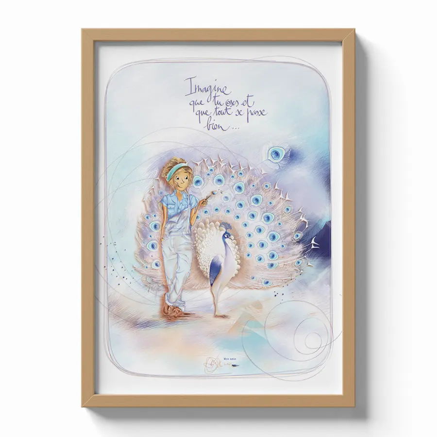 PO 001 - Poster Mon Amie Luce - Édition limitée 30 x 40 cm " Imagine que tu oses et que tout se passe bien "