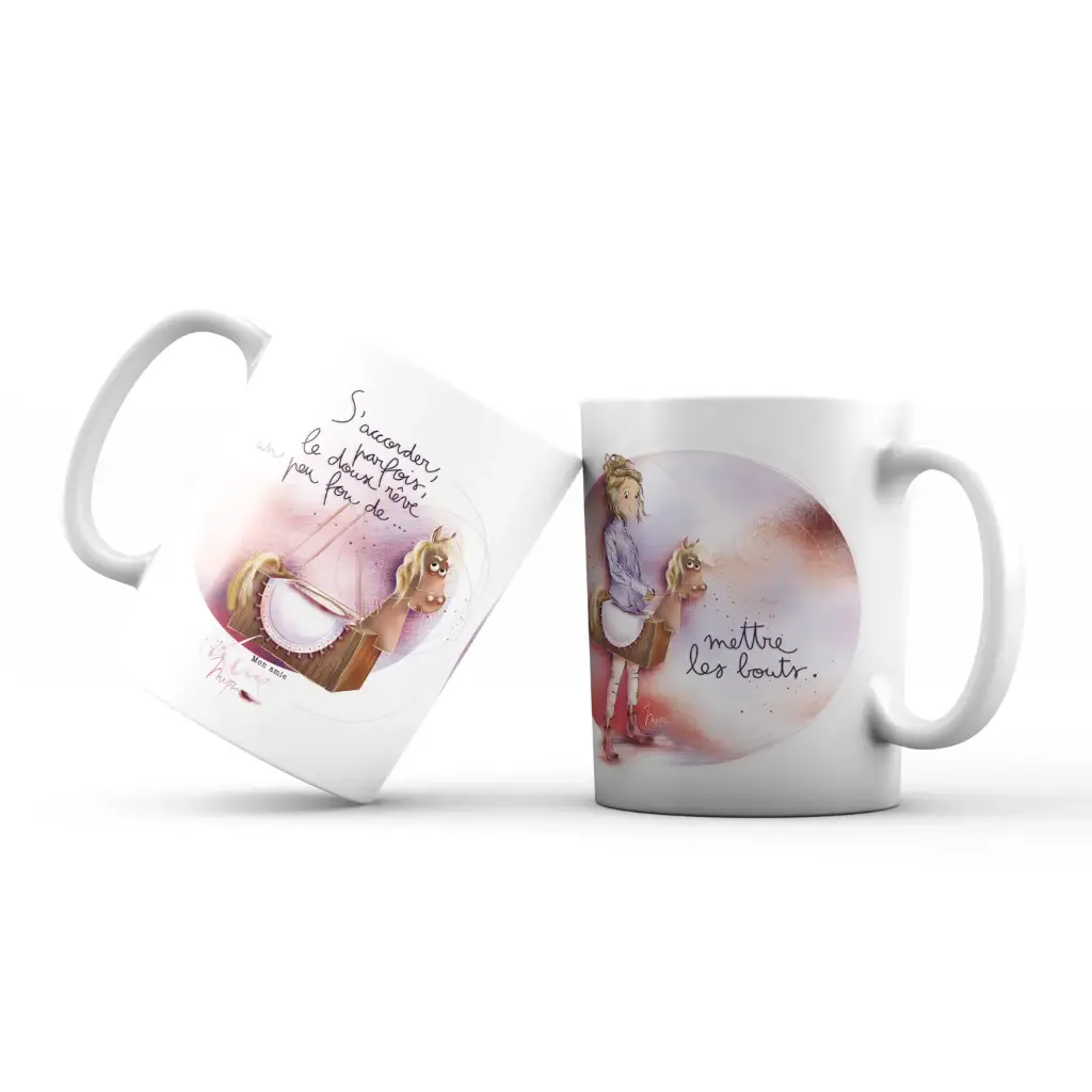 Mug 975 en céramique BRILLANT - émail blanc 250 ml Mon Amie Luce "S'accorder parfois le doux rêve" 
