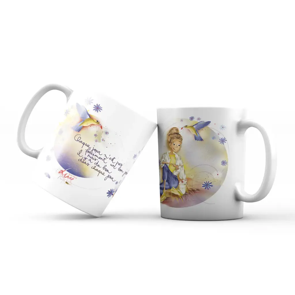 Mug 980 en céramique BRILLANT - émail blanc 250 ml Mon Amie Luce "Chaque jour n'est pas forcément un bon jour ..."