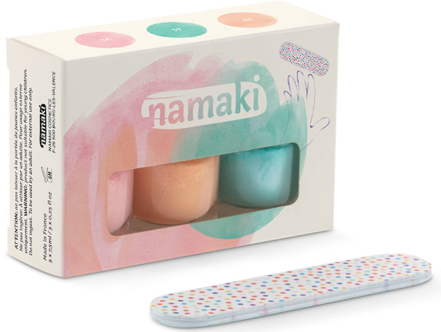 Coffret 3 vernis - Délices d'été Rose bombon - Vert d'eau - Pêche