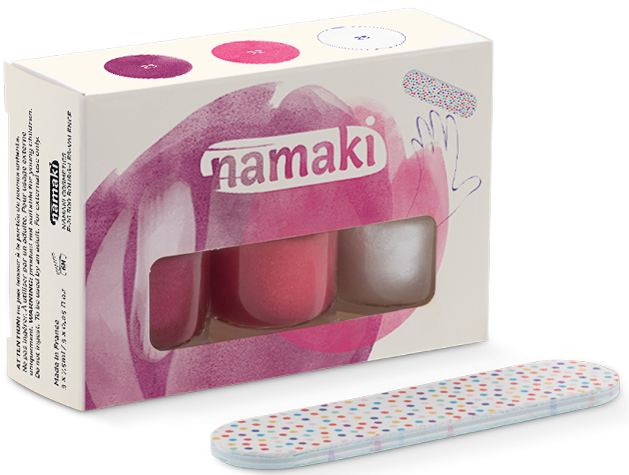 Coffret 3 vernis à ongles - Sorbets fruités Framboise- Fuchsia - Blanc nacré