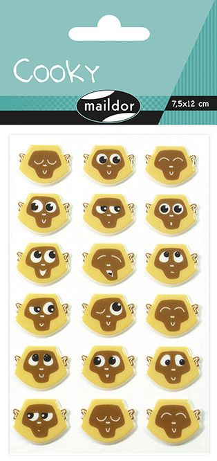 * Cooky, Sach 1 pl 7,5x12cm, Emoticones singes