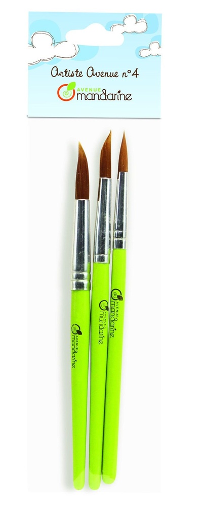 Set de 3 pinceaux ronds synthétiques