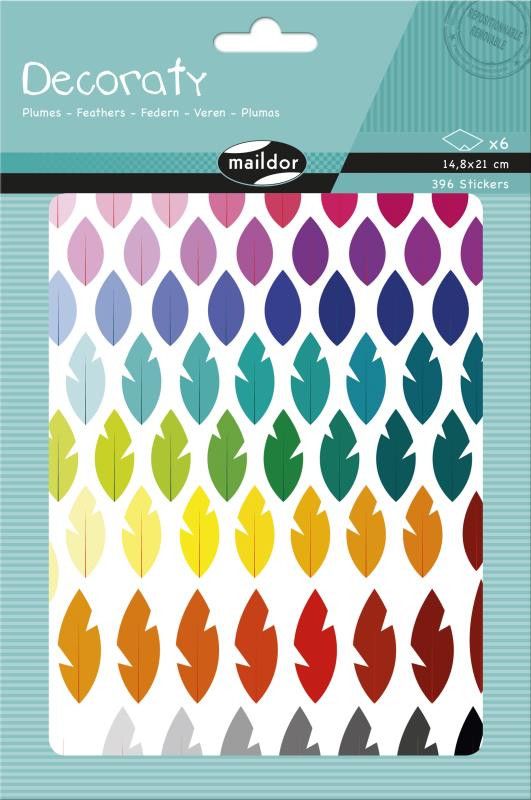 Decoraty, Feathers, Pack 6 sh 14,8x21cm