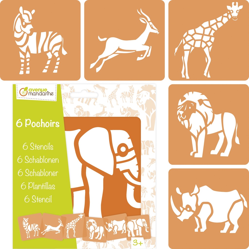 Set 6 Sjablonen, Dieren van de Jungle