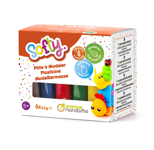 Softy - Assortiment 6 x 62g pâte à modeler enfant souple