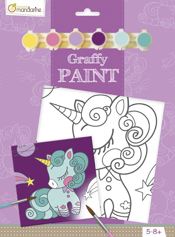 Graffy Paint, Licorne, 20x20 cm