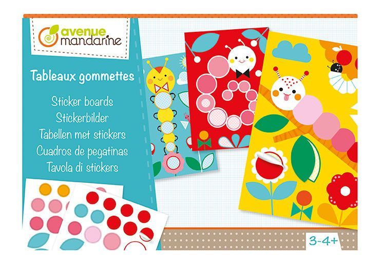 Boîte créative, Tableaux gommettes, Chenilles