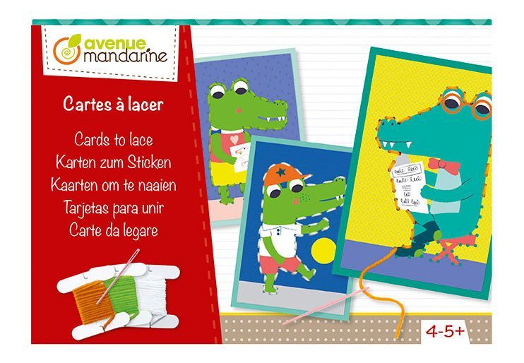 Boîte créative, Cartes à lacer, Famille Croco