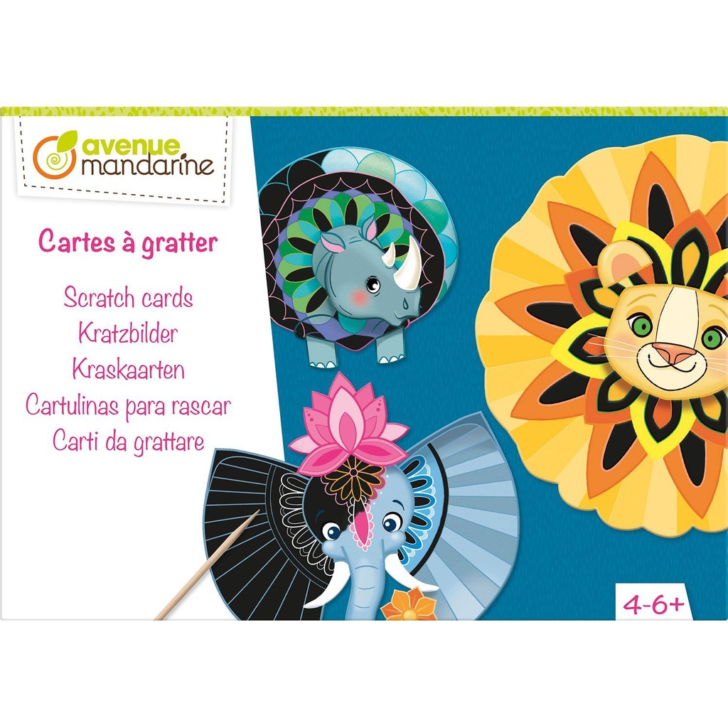 Boîte créative, Mandala animaux à gratter