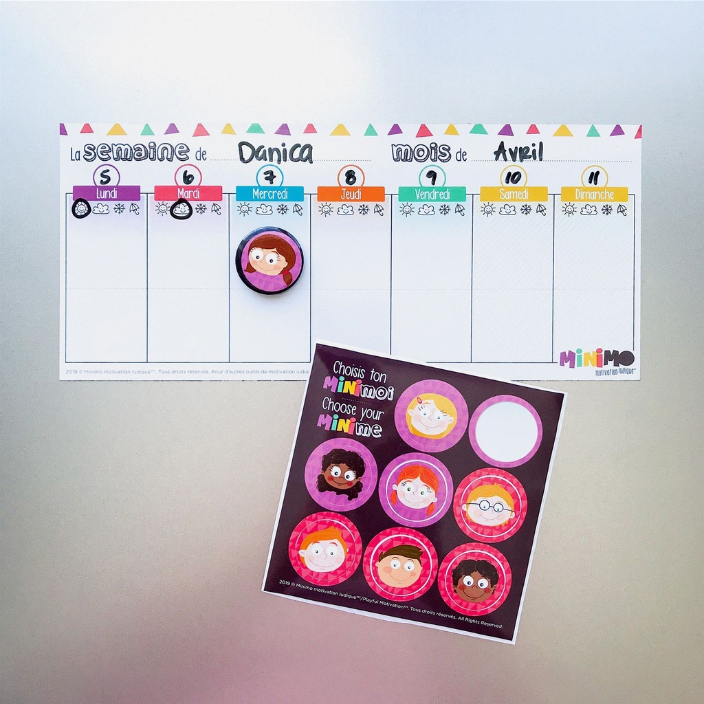 Semainier Ma petite semaine (tableau + aimant + autocollants)