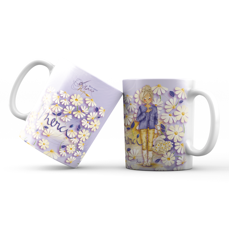 Mug 958 en céramique MAT  – Émail blanc 250 ml Mon Amie Luce "Merci"