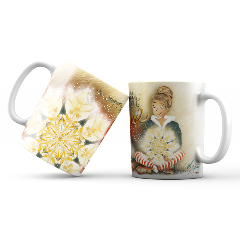 Mug 959 en céramique BRILLANT  – Émail blanc 250 ml Mon Amie Luce "Noël"