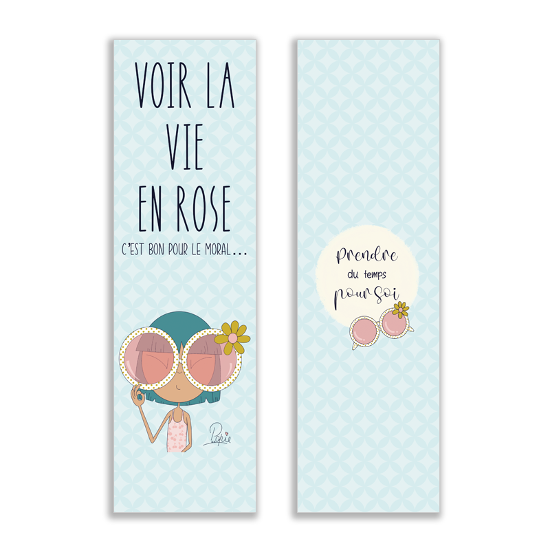 MP 023 Marque page Popie "Voir la vie en rose"