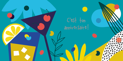 [CD 002] CD 002 Carte anniversaire "C'est ton anniversaire" turquoise