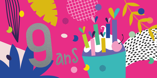 [CD 012] CD 012 - Carte d'anniversaire 9 ans (fille)