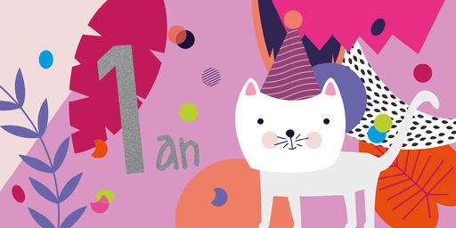 [CD 834] CD 834 - Carte d'anniversaire 1 an (fille)