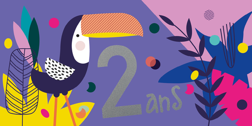 [CD 836] CD 836 - Carte d'anniversaire 2 ans (fille)