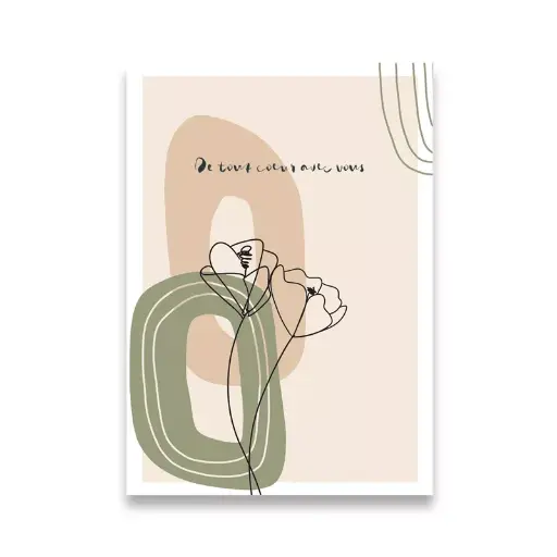 [CS 1030] CS 1030 Carte condoléance: De tout coeur avec vous - forme kaki et fleurs