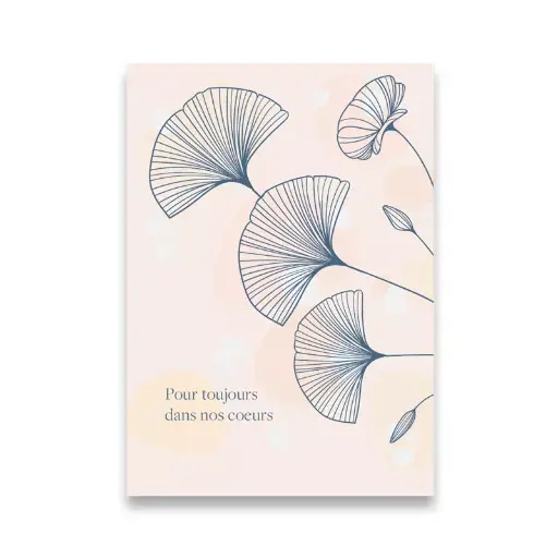 [CS 1035] CS 1035 Carte condoléance: Pour toujours dans nos coeurs - Rose taches de fond et fleurs