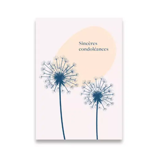 [CS 1037] Carte condoléance: Sincères condoléances - fleurs et cercle orange