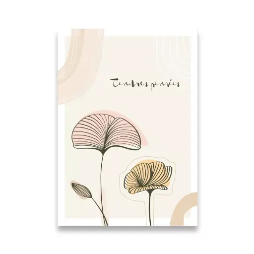 [CS 1029] CS 1029 Carte condoléance: Tendres pensées - fleurs rose et orange