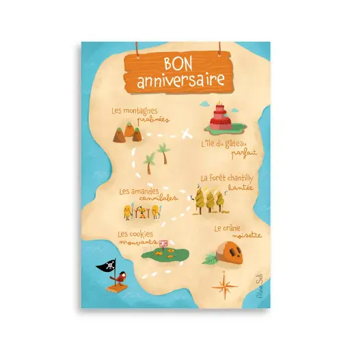 [CS 1066] CS 1066 Aline Selli" Bon anniversaire" carte aux trésors