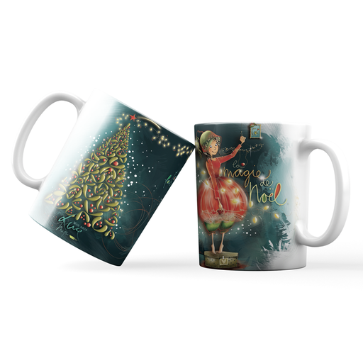 [MUG 956] MUG 956 en céramique BRILLANT - émail blanc 250 ml Mon Amie Luce "Magie de Noël"