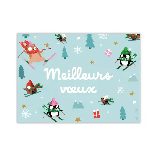 [CS 1128] CS 1128 Aline Selli Carte de Noël  H Meilleurs vœux ski